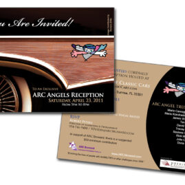 ARC Angel event invitation, at classic car museum