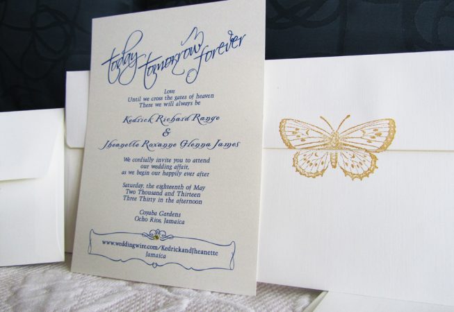 butterfly wedding invitation, today tomorrow, forever