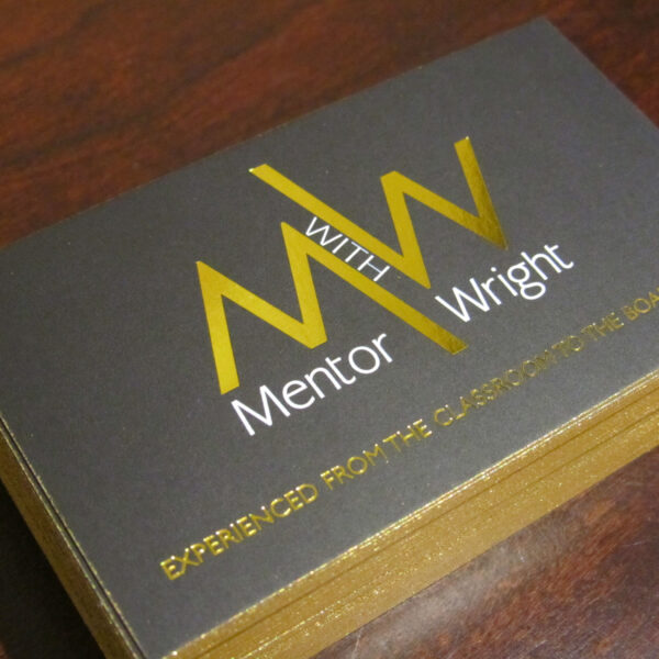 Mentor with Wright gold foil business cards