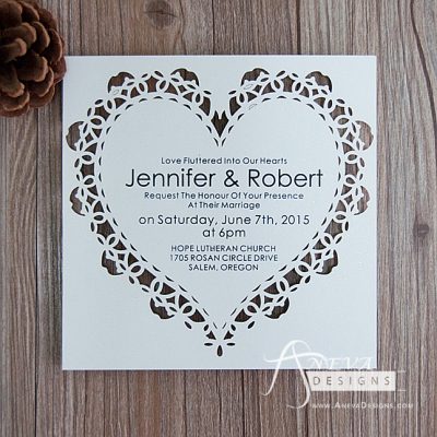 Heart Frame laser cut paper wedding invitations