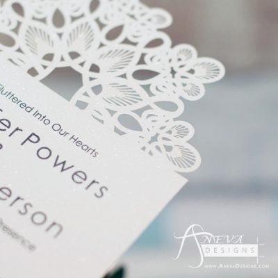 Abstract Flower Top laser cut wedding invitation - detail