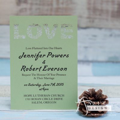 LOVE type laser cut paper wedding invitation