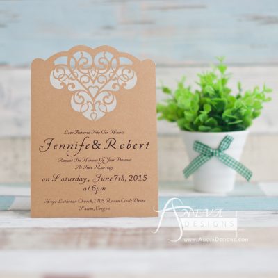 Cloud Hearts laser cut wedding invitation