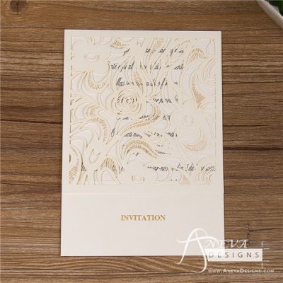 Delicate Floral Pocket laser cut wedding invitation