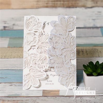 Fine Flower Gatefold laser cut wedding invitation