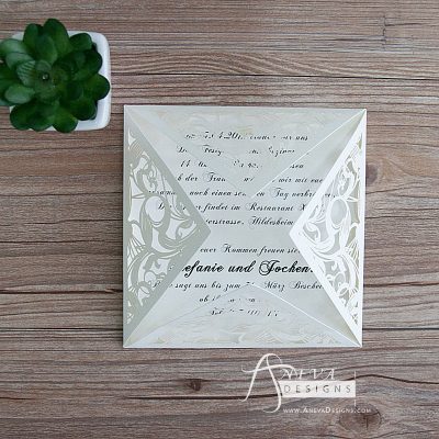 Swirling Stems Laser cut paper wedding invitations