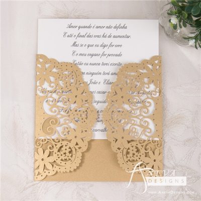 Scalloped Edge Design Gatefold laser cut wedding invitation