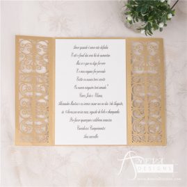 Vertical Scroll Panel Gatefold laser cut wedding invitations