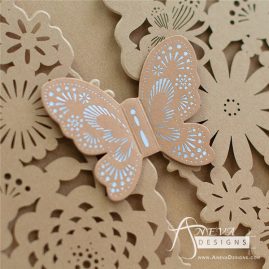 Butterfly Among Flowers (Metallic Accent) laser cut wedding invitations