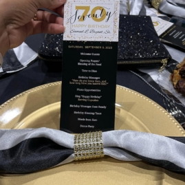 70th Birthday Party programs - bookmark style