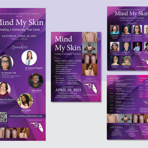 Beautifully Unblemished Vitiligo Support Group's Mind My Skin event materials