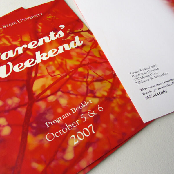 Florida State University Parents' Weekend booklet covers