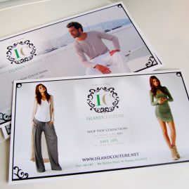Island Couture sales postcard design