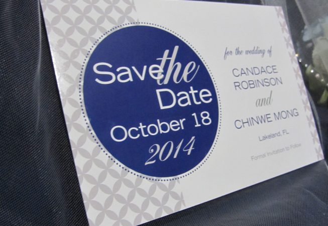 Save The Date postcard- Gray Navy Wedding