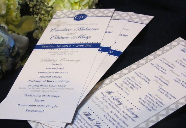 Gray Navy Wedding program