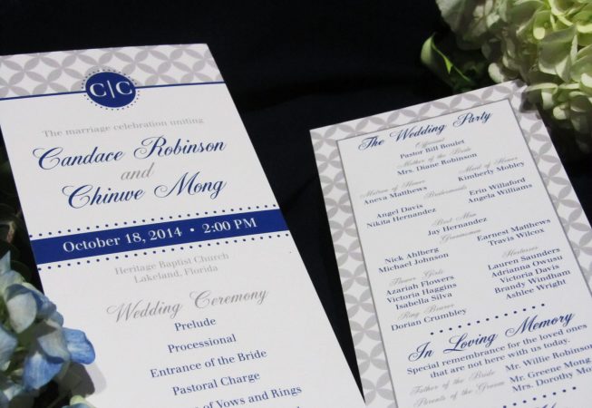 Gray Navy Wedding program