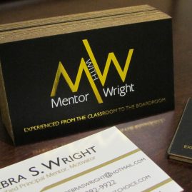Mentor with Wright gold foil business cards