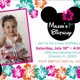 Minnie Mouse Luau Party invitation
