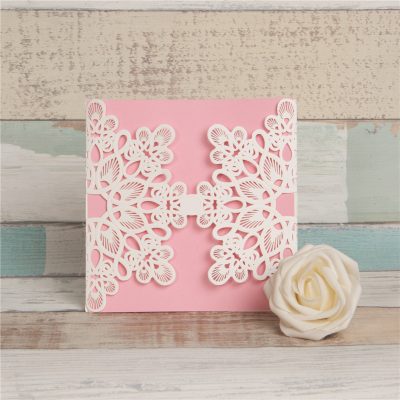 Abstract Flowers Unity Laser Cut Wedding Invitations - white