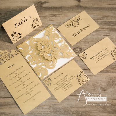 Laser cut matching cards available. RSVP, Reception, Table, and menu cards.