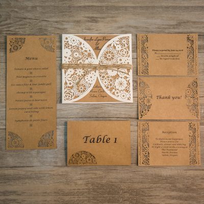 Rustic Floral Pocket (Matching Laser Cut Cards Available) - WRL0006