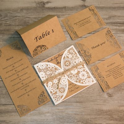 Rustic Floral Pocket (Matching Laser Cut Cards Available) - WRL0006