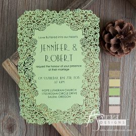 Floral Border Flat Card Wedding Invitations