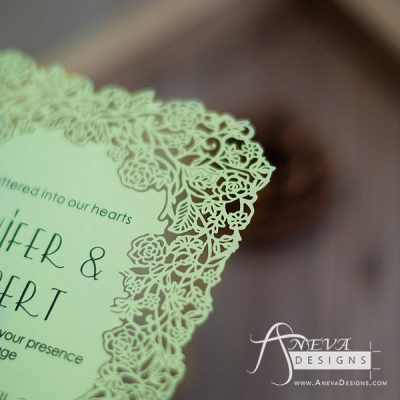 Floral Border Flat Card Wedding Invitations - detail