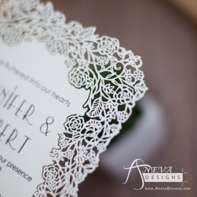 Floral Border Flat Card Wedding Invitations - detail