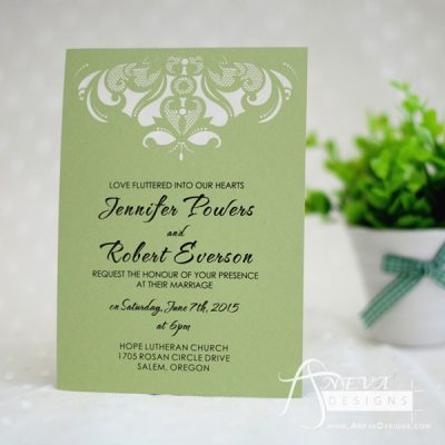 Intricate Symmetry Top Wedding Invitation - green
