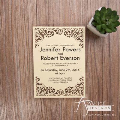 Scrolling Frame laser cut wedding invitations