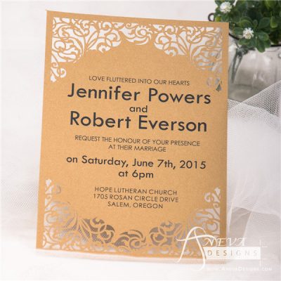 Scrolling Frame laser cut wedding invitations