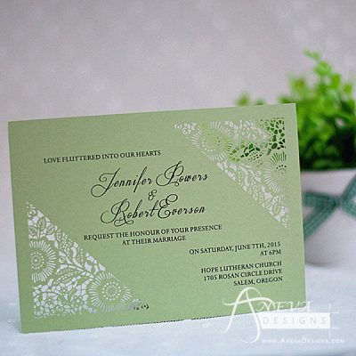 Flower Diagonal Corners laser cut paper wedding invitations