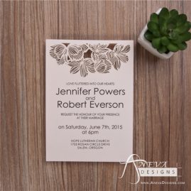 Fine Flower Top laser cut paper wedding invitations by Aneva Designs, LLC.