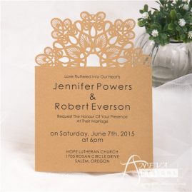 Abstract Flower Top laser cut paper wedding invitations by Aneva Designs, LLC.