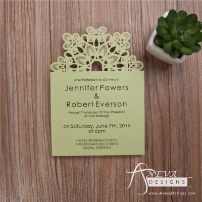 Abstract Flower Top laser cut wedding invitation