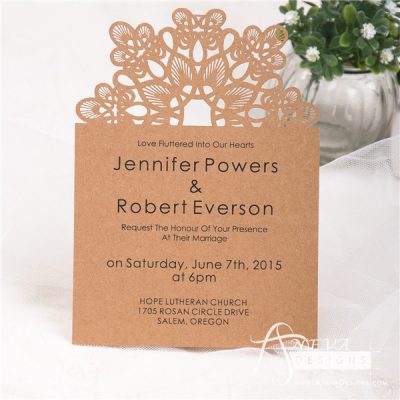 Abstract Flower Top laser cut wedding invitation