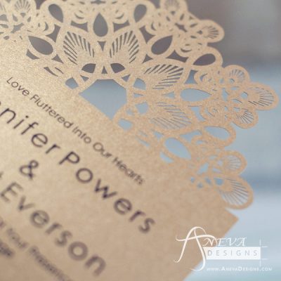 Abstract Flower Top laser cut wedding invitation - detail