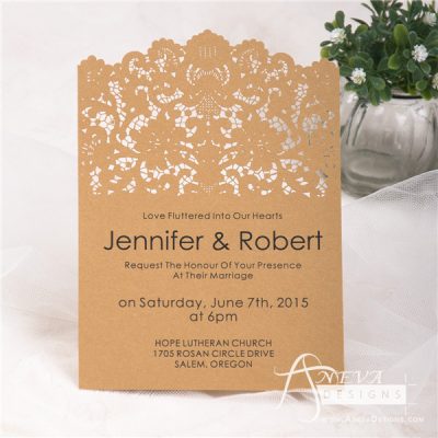 Vintage Lace Top Laser cut paper wedding invitations