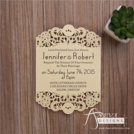 Intricate Swirl Flat Card laser cut wedding invitation