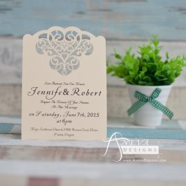 Cloud Hearts laser cut wedding invitation