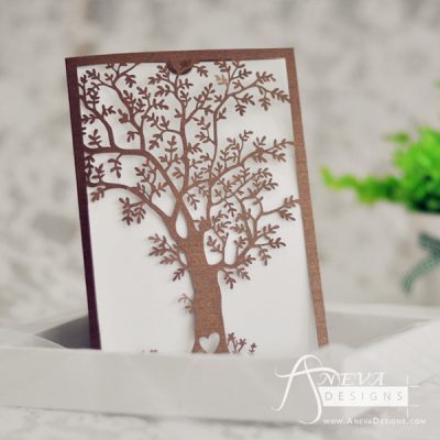 Tree Fold Card laser cut wedding invitation