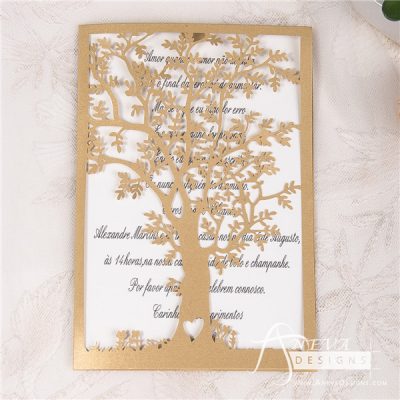 Tree Fold Card laser cut wedding invitation