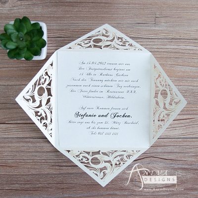 Swirling Stems Laser cut paper wedding invitations
