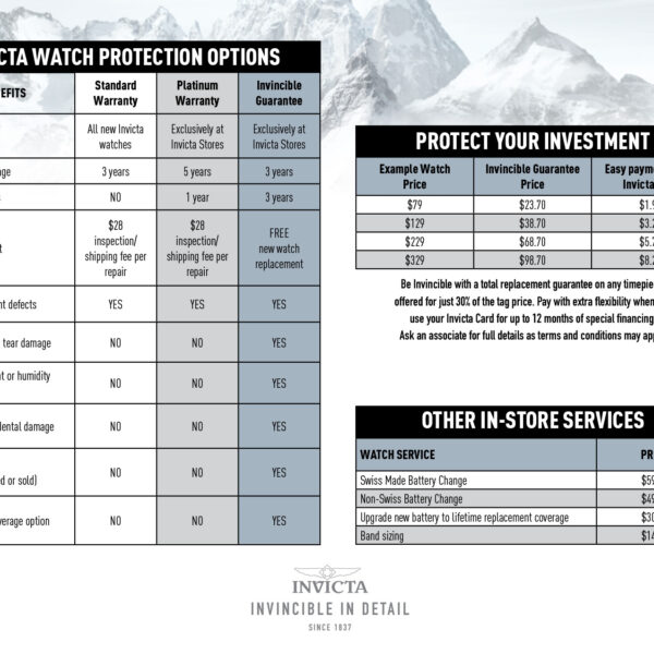 Invicta Invincible Service Brochure back